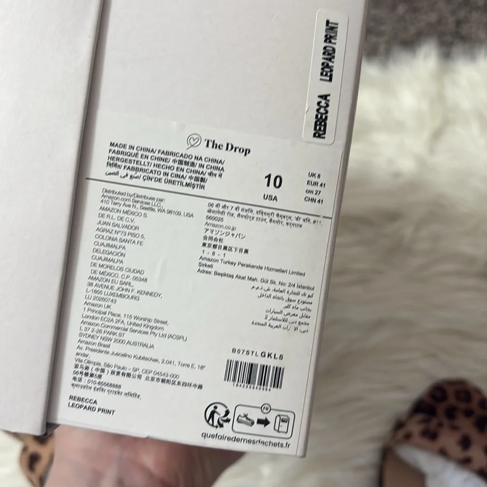 NEW In Box From Amazon The Drop Rebecca Leopard Print Block Heels Ankle 10